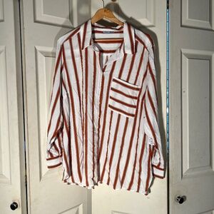 Dex Orange and White Striped Top Size 2X
